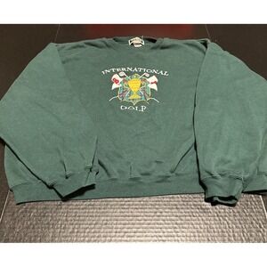 Vintage International Golf Sweater Ivy‎ Club Classics Size XL Green Embroidered